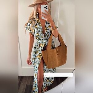 Zara women Pear FRUIT PRINT MIDI DRESS Multicolor blue green 8783/177 NWT S M L